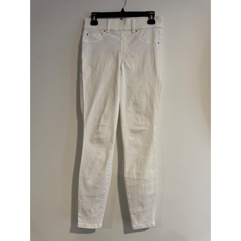 Spanx Ankle Skinny Jeans Women S/P Small Petite White Pull-On Shaping Denim